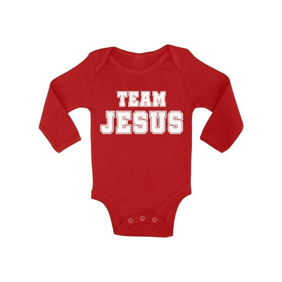 Awkward Styles White Romper for Baby Team Jesus Baby Bodysuit Long Sleeve Christian Romper for Boys Christian One Piece for Girls Jesus Romper for Children Christian Gifts for Child Newborn Clothing