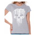 thumbnail image 1 of Awkward Styles White Skull T Shirt for Her American Flag Sniper Shirts for Ladies Patriotic Shirts for Women USA Lovers Gifts Military American Flag American Reaper Women's T Shirt Skeleton Shirts, 1 of 4