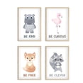 thumbnail image 1 of Awkward Styles Wild Baby Animals Portrait Set of 4 Woodland Nursery Art Kids Playroom Posters Baby Girl Boy Bedroom Decor Ideas Pink Flamingo No Frame, 1 of 3