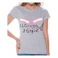 thumbnail image 1 of Awkward Styles Wings Of Hope Tshirt Ribbon Angel Wings Shirt Breast Cancer Awareness Shirts for Women Pink Ribbon Shirt Gifts for Breast Cancer Survivor Cancer Support Ribbon Shirt Breast Cancer Shirt, 1 of 4