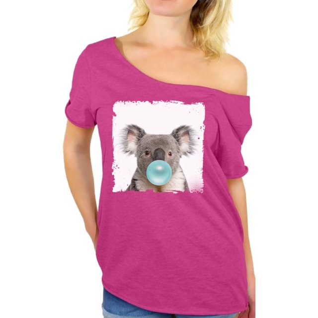 Awkward Styles Women T Shirt Women Clothes Koala with Gum Off The Shoulder Shirt Ladies Off The