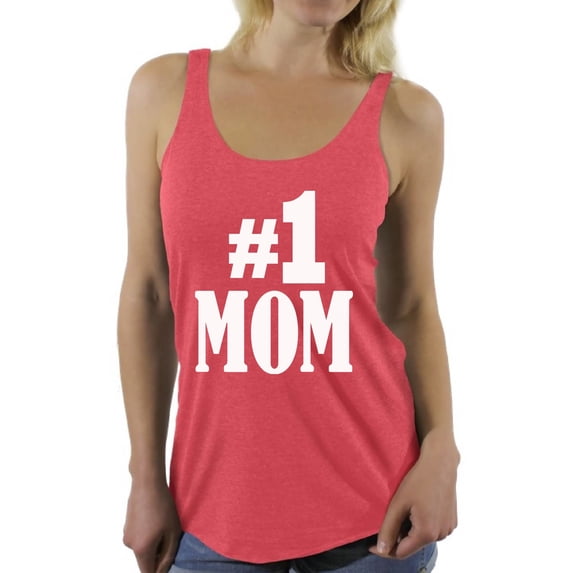 Awkward Styles Women's #1 Mom Graphic Racerback Tank Tops for Best Mom In The World