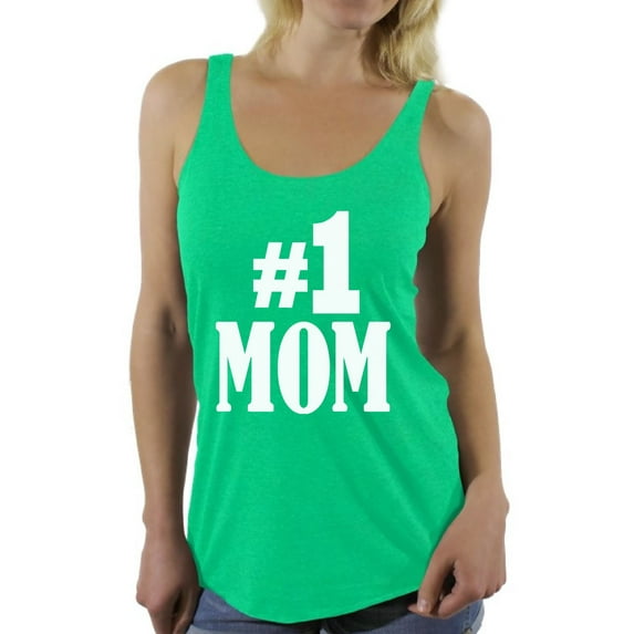 Awkward Styles Women's #1 Mom Graphic Racerback Tank Tops for Best Mom In The World