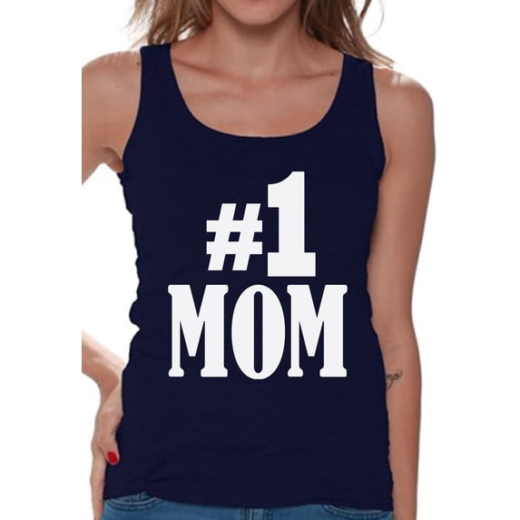 Awkward Styles Women's #1 Mom Graphic Tank Tops for Best Mom In The World
