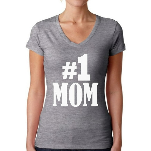 Awkward Styles Women's #1 Mom V-neck T-shirt for Best Mom In The World