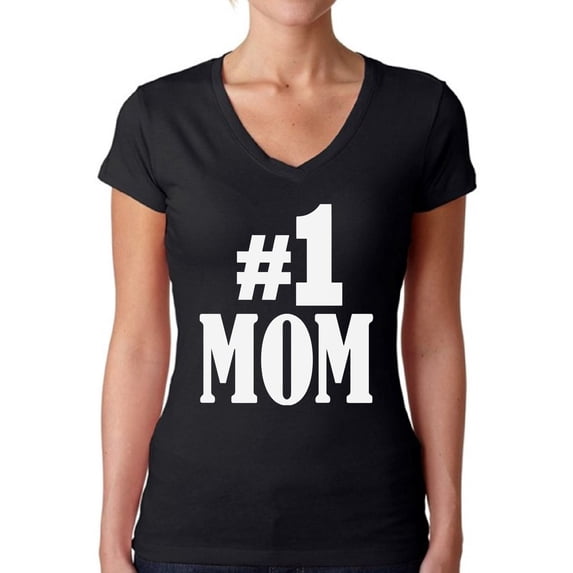 Awkward Styles Women's #1 Mom V-neck T-shirt for Best Mom In The World