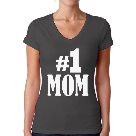 Awkward Styles Women's #1 Mom V-neck T-shirt for Best Mom In The World