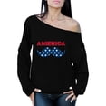 thumbnail image 1 of Awkward Styles Women's America Patriotic Mustache Graphic Off Shoulder Tops Oversized Sweatshirt USA Independence Day 4th of July, 1 of 4