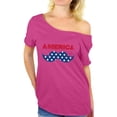 thumbnail image 1 of Awkward Styles Women's America Patriotic Mustache Graphic Off Shoulder Tops T-shirt USA Independence Day 4th of July, 1 of 4
