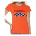 thumbnail image 1 of Awkward Styles Women's America Patriotic Mustache Graphic T-shirt Tops USA Independence Day 4th of July, 1 of 4