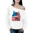 thumbnail image 1 of Awkward Styles Women's American Flag Cat Graphic Off Shoulder Tops Oversized Sweatshirt USA Flag Cat Independence Day 4th of July, 1 of 4