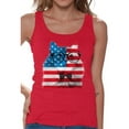 thumbnail image 1 of Awkward Styles Women's American Flag Cat Graphic Tank Tops USA Flag Cat Independence Day 4th of July, 1 of 4