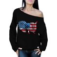 thumbnail image 1 of Awkward Styles Women's American Flag Cute Elephant Graphic Off Shoulder Tops Oversized Sweatshirt 4th Of July Party USA Flag, 1 of 4