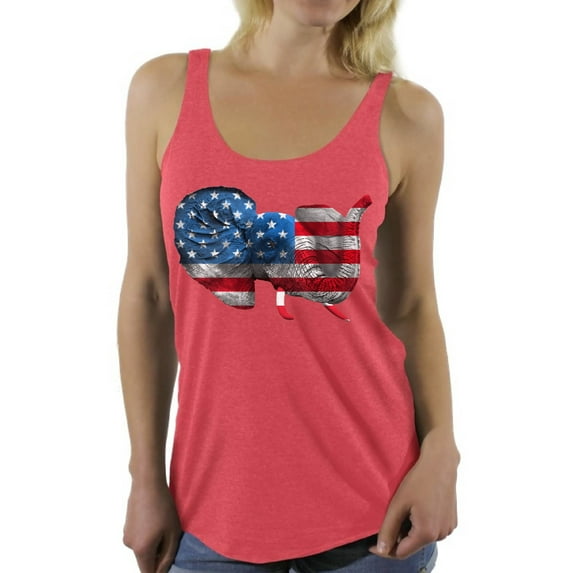 Awkward Styles Women's American Flag Cute Elephant Graphic Racerback Tank Tops 4th Of July Party USA Flag