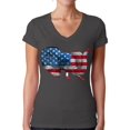 thumbnail image 1 of Awkward Styles Women's American Flag Cute Elephant V-neck T-shirt 4th Of July Party USA Flag, 1 of 4