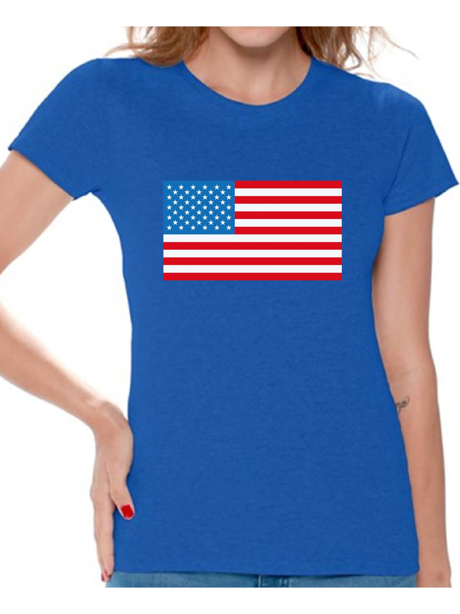 Awkward Styles Women's American Flag Graphic T-shirt Tops USA Flag Patriotic - image 1 of 4