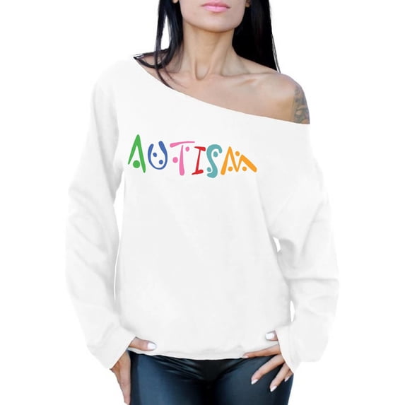 Awkward Styles Women's Autism Autistic Support Graphic Off Shoulder Tops Oversized Sweatshirt for Autism Awareness