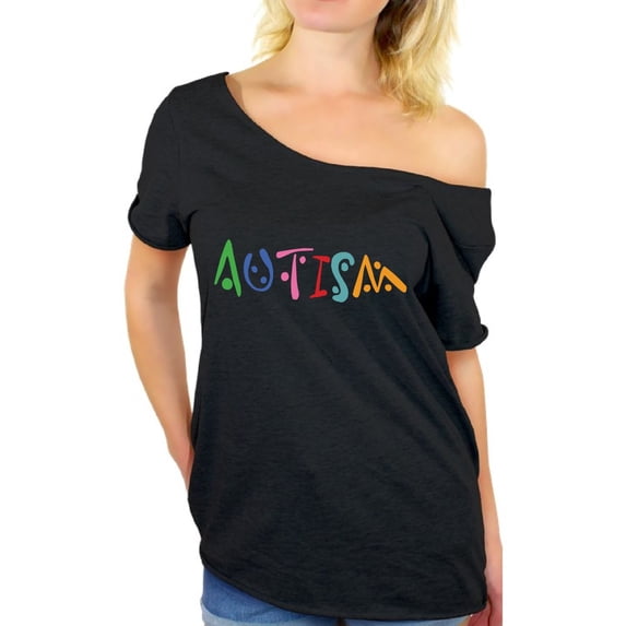Awkward Styles Women's Autism Autistic Support Graphic Off Shoulder Tops T-shirt for Autism Awareness