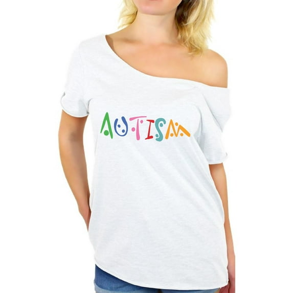 Awkward Styles Women's Autism Autistic Support Graphic Off Shoulder Tops T-shirt for Autism Awareness