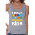 thumbnail image 1 of Awkward Styles Women's Autism Awareness Puzzle Graphic Tank Tops I Teach Awesome Kids, 1 of 4