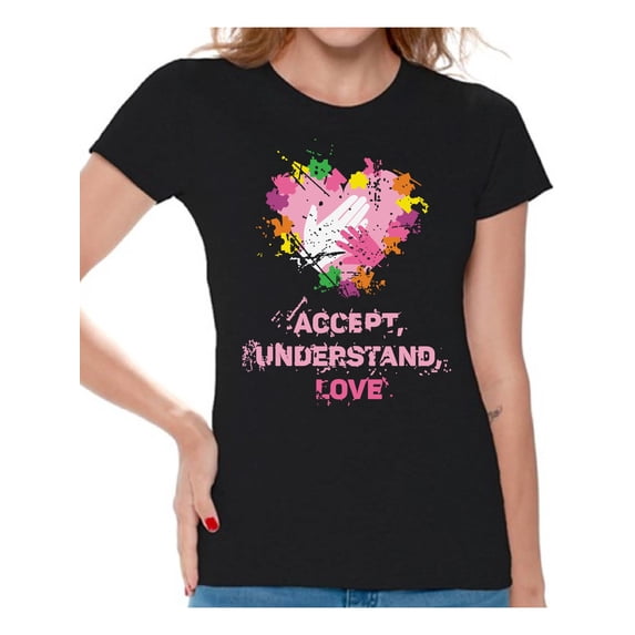 Awkward Styles Women's Autism Awareness T shirt Accept Understand Love Autism Shirt Women Autism Awareness Shirts Women's Autism T Shirt Autism Awareness Gifts for Her Autistic Pride Gifts