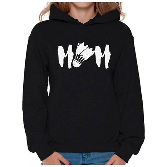 Awkward Styles Women's Badminton MOM Graphic Hoodie Tops White Badminton Bird Gift for Sport Moms