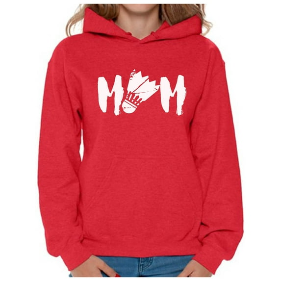 Awkward Styles Women's Badminton MOM Graphic Hoodie Tops White Badminton Bird Gift for Sport Moms
