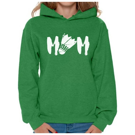 Awkward Styles Women's Badminton MOM Graphic Hoodie Tops White Badminton Bird Gift for Sport Moms