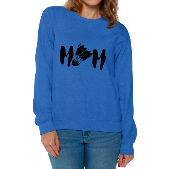 Awkward Styles Women's Badminton MOM Graphic Sweatshirt Tops Black Badminton Bird Mother's Day Gift