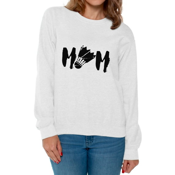 Awkward Styles Women's Badminton MOM Graphic Sweatshirt Tops Black Badminton Bird Mother's Day Gift