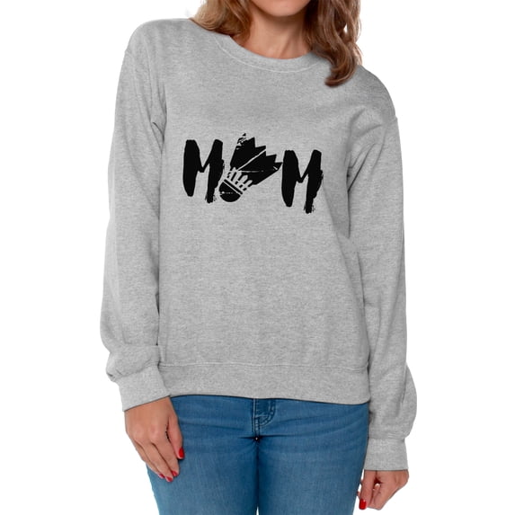Awkward Styles Women's Badminton MOM Graphic Sweatshirt Tops Black Badminton Bird Mother's Day Gift