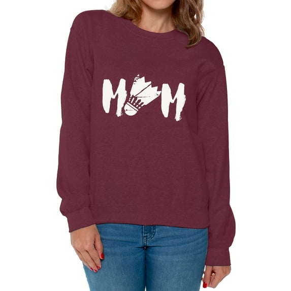 Awkward Styles Women's Badminton MOM Graphic Sweatshirt Tops White Badminton Bird Gift for Sport Moms