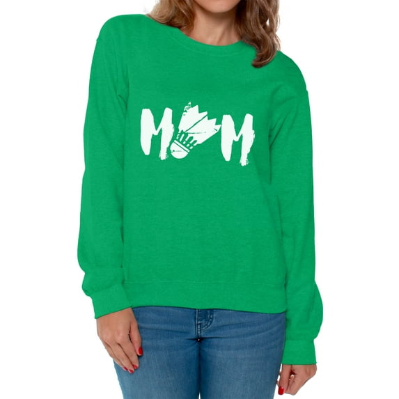 Awkward Styles Women's Badminton MOM Graphic Sweatshirt Tops White Badminton Bird Gift for Sport Moms