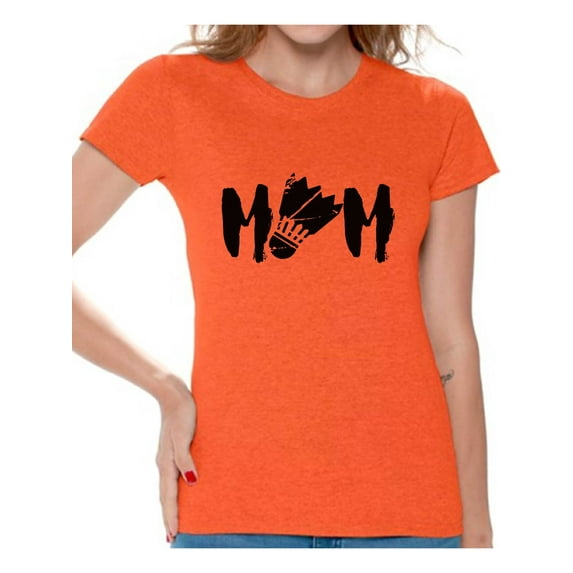 Awkward Styles Women's Badminton MOM Graphic T-shirt Tops Black Badminton Bird Mother's Day Gift