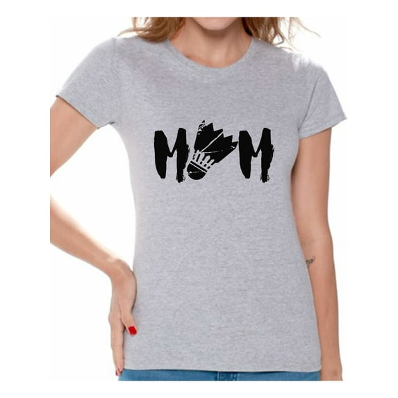 Awkward Styles Women's Badminton MOM Graphic T-shirt Tops Black Badminton Bird Mother's Day Gift