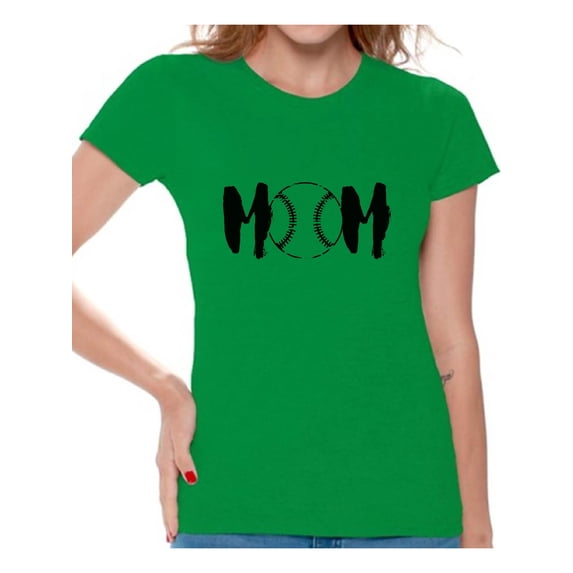 Awkward Styles Women's Baseball MOM Graphic T-shirt Tops Black Sport Mom's Gift Idea