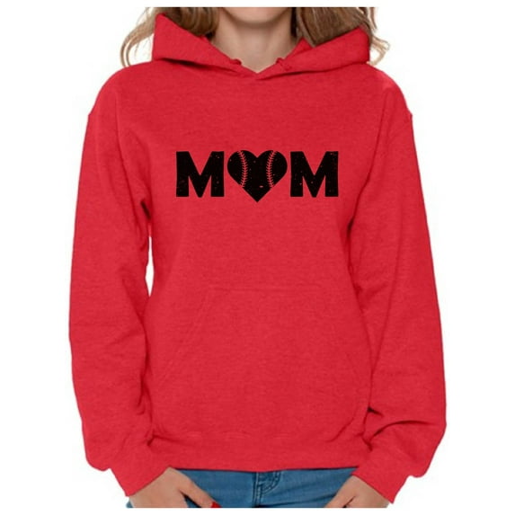 Awkward Styles Women's Baseball Mom Heart Graphic Hoodie Tops Black Sport Mom's Heart
