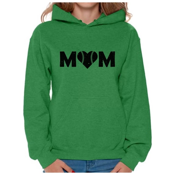 Awkward Styles Women's Baseball Mom Heart Graphic Hoodie Tops Black Sport Mom's Heart