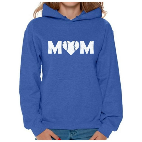 Awkward Styles Women's Baseball Mom Heart Graphic Hoodie Tops White Heart Mother's Day Gift