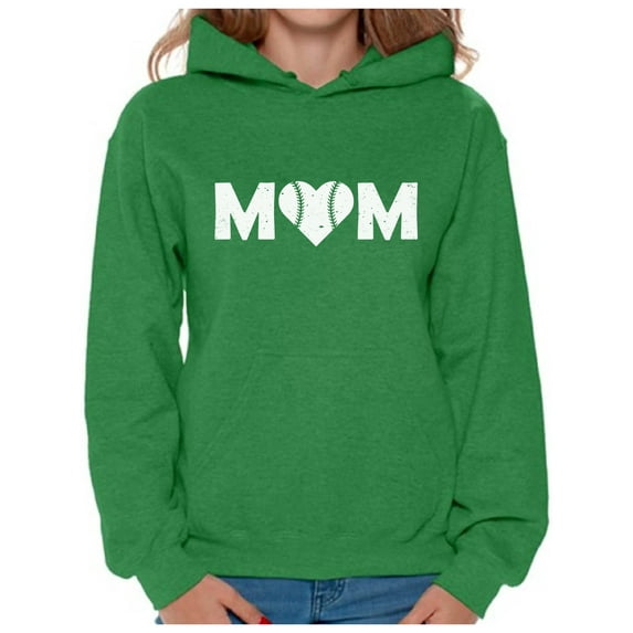 Awkward Styles Women's Baseball Mom Heart Graphic Hoodie Tops White Heart Mother's Day Gift