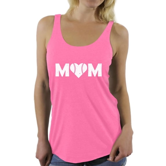 Awkward Styles Women's Baseball Mom Heart Graphic Racerback Tank Tops White Heart Mother's Day Gift