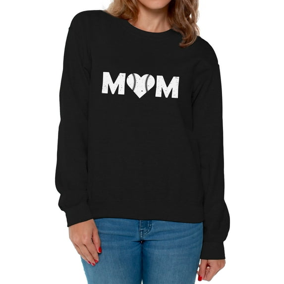 Awkward Styles Women's Baseball Mom Heart Graphic Sweatshirt Tops White Heart Mother's Day Gift