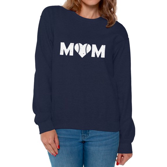 Awkward Styles Women's Baseball Mom Heart Graphic Sweatshirt Tops White Heart Mother's Day Gift