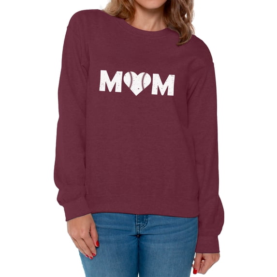 Awkward Styles Women's Baseball Mom Heart Graphic Sweatshirt Tops White Heart Mother's Day Gift
