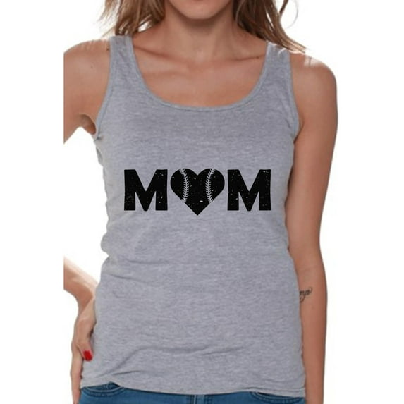 Awkward Styles Women's Baseball Mom Heart Graphic Tank Tops Black Sport Mom's Heart