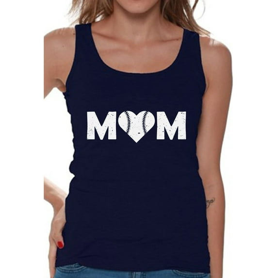 Awkward Styles Women's Baseball Mom Heart Graphic Tank Tops White Heart Mother's Day Gift
