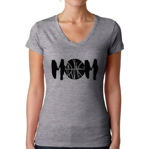 Awkward Styles Women's Basketball MOM Mothering V-neck T-shirt Black Mother's Day Gift