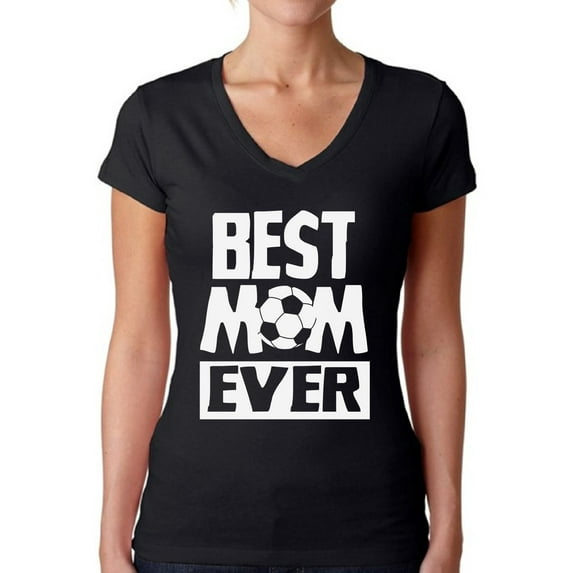 Awkward Styles Women's Best Mom Ever V-neck T-shirt Soccer Mom Gift Idea