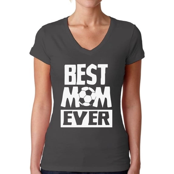 Awkward Styles Women's Best Mom Ever V-neck T-shirt Soccer Mom Gift Idea