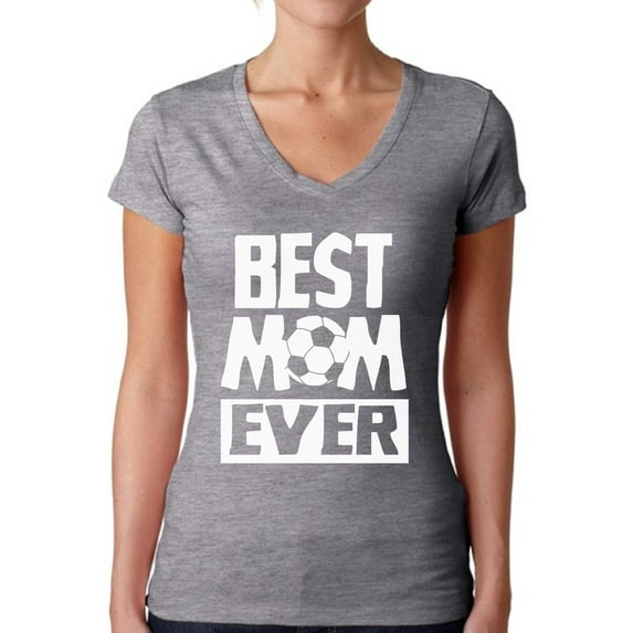 Awkward Styles Women's Best Mom Ever V-neck T-shirt Soccer Mom Gift Idea